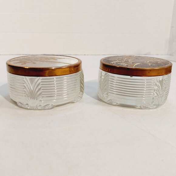 Vintage Art Deco Glass Powder Jars with Lid - Picture 1 of 4